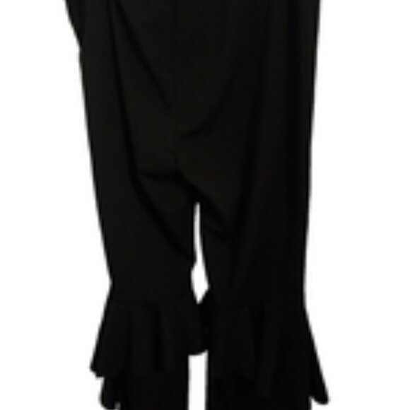Women’s Plus Size Black Ruffle Palazzo Pants – Stretchy Side Zipper Dress Slacks - Picture 2 of 2